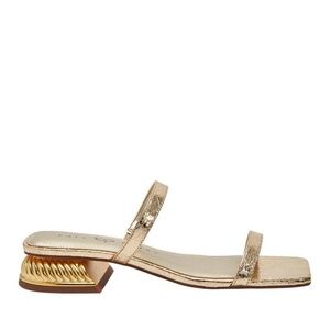 NIB Katy Perry The Framing Low Heel Sandal in Gold Size 5.5
